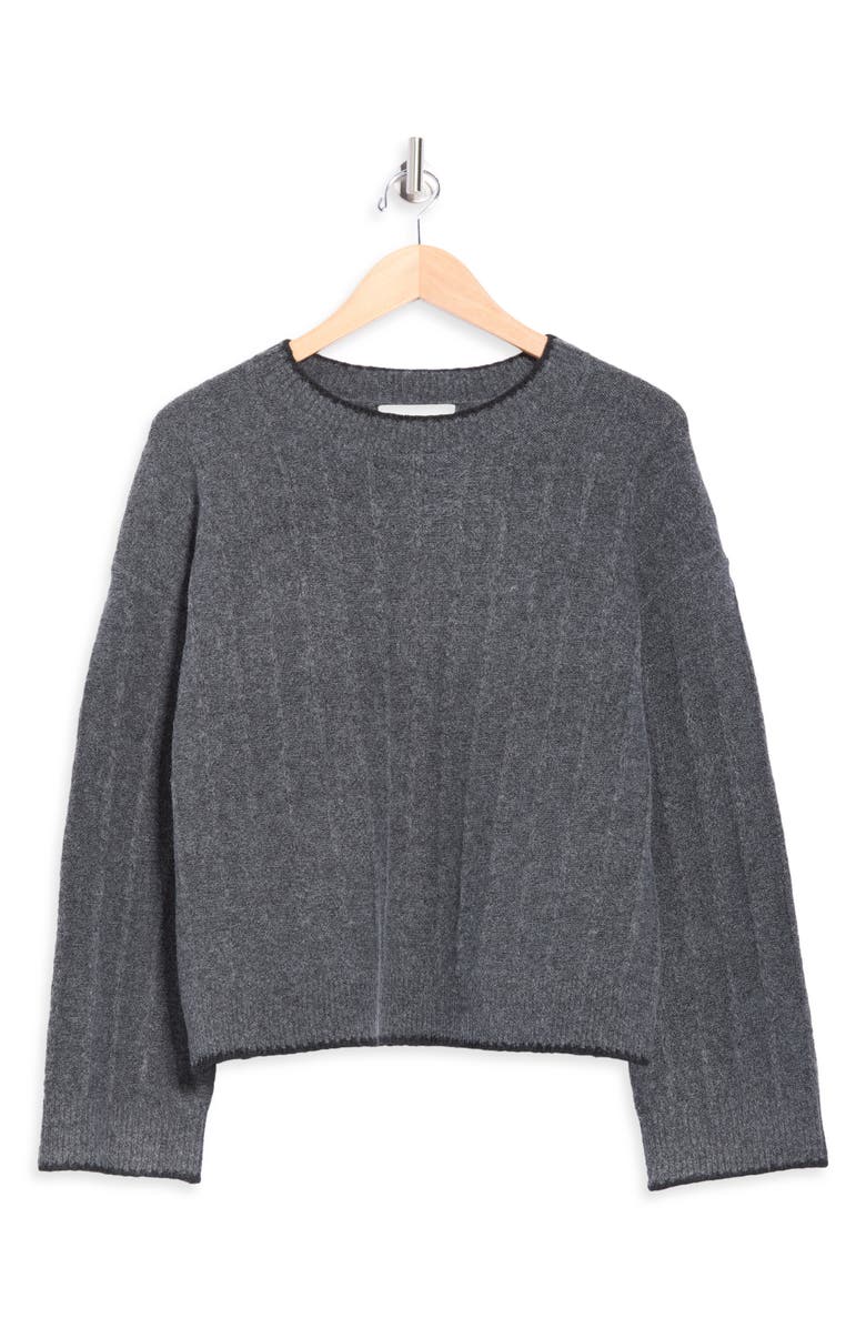Elodie Contrast Stitch Pullover Sweater, Alternate, color, Charcoal