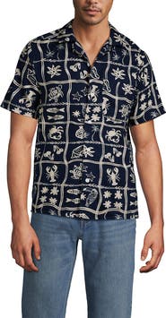 Lands' End Short Sleeve Camp Collar Hawaiian Shirt