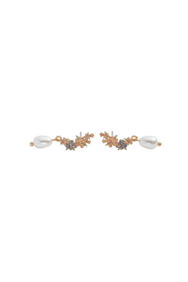 Hibiscus & Pearl Earrings, Alternate, color, Multi & Gold