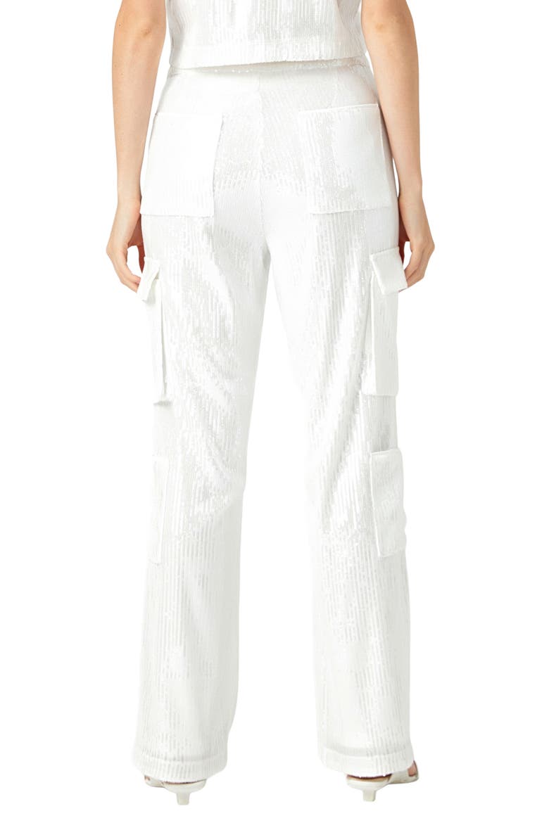 Sequin Wide Leg Cargo Pants, Alternate, color, CLEAR