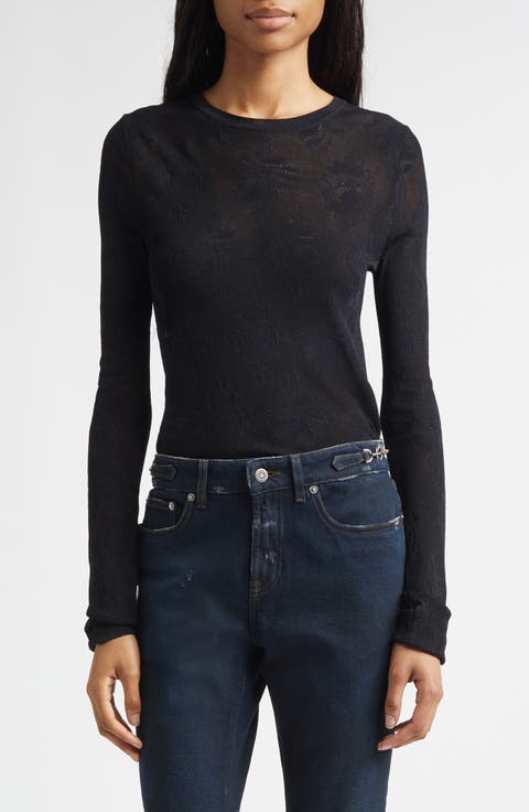 Floral Jacquard Crewneck Sweater