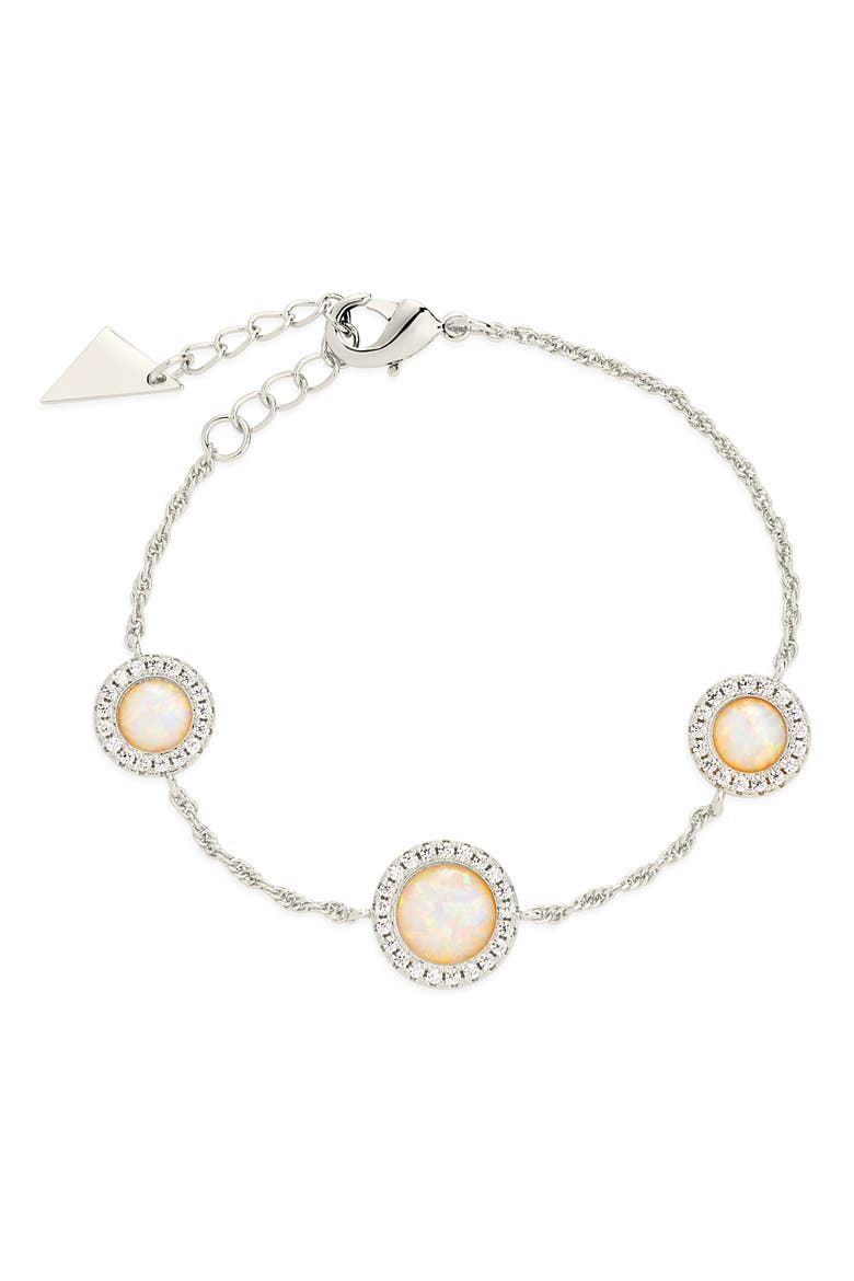 Oasis Opal & Cubic Zirconia Station Bracelet, Main, color, SILVER