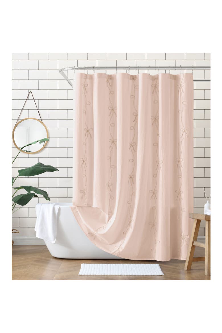Sasha Bows Shower Curtain, Alternate, color, BLUSH