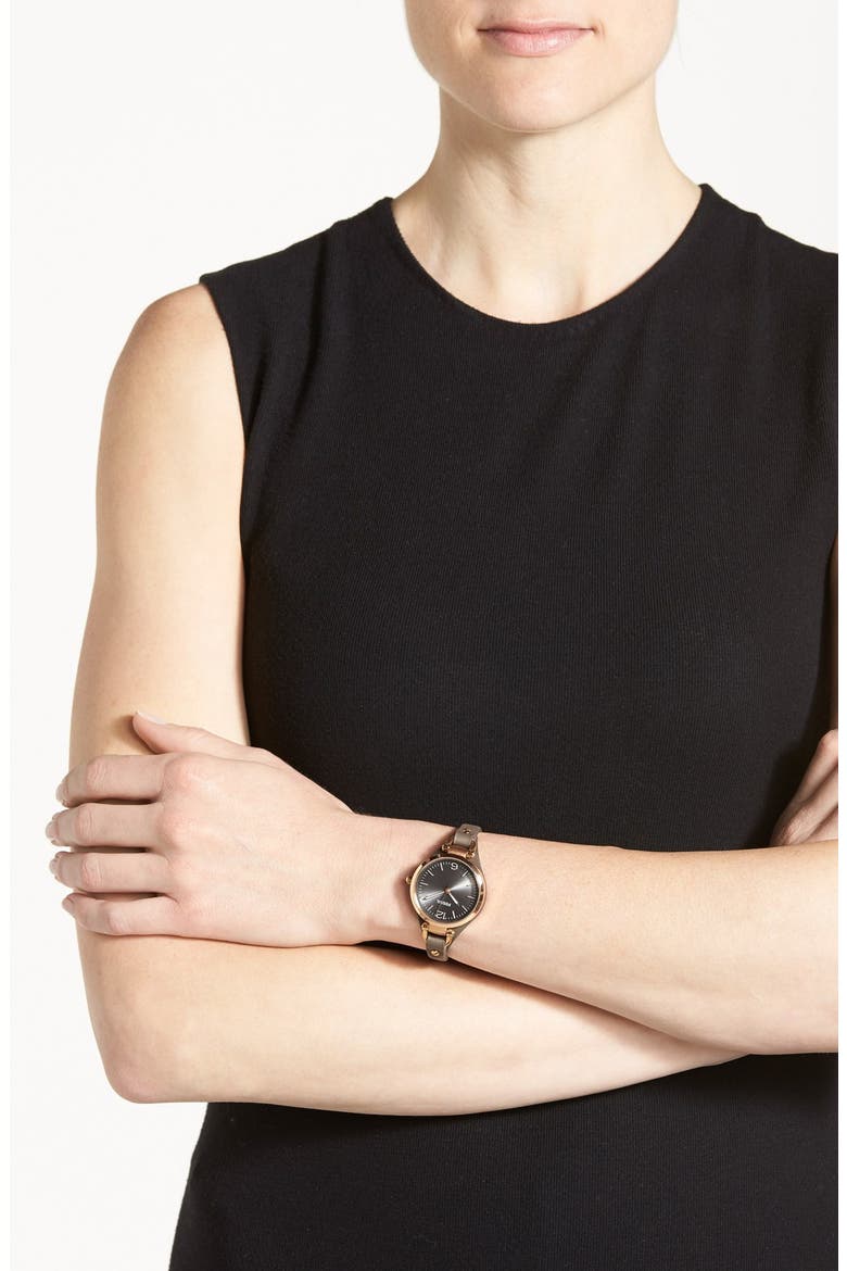 'Georgia' Leather Strap Watch, 32mm, Alternate, color, GREY