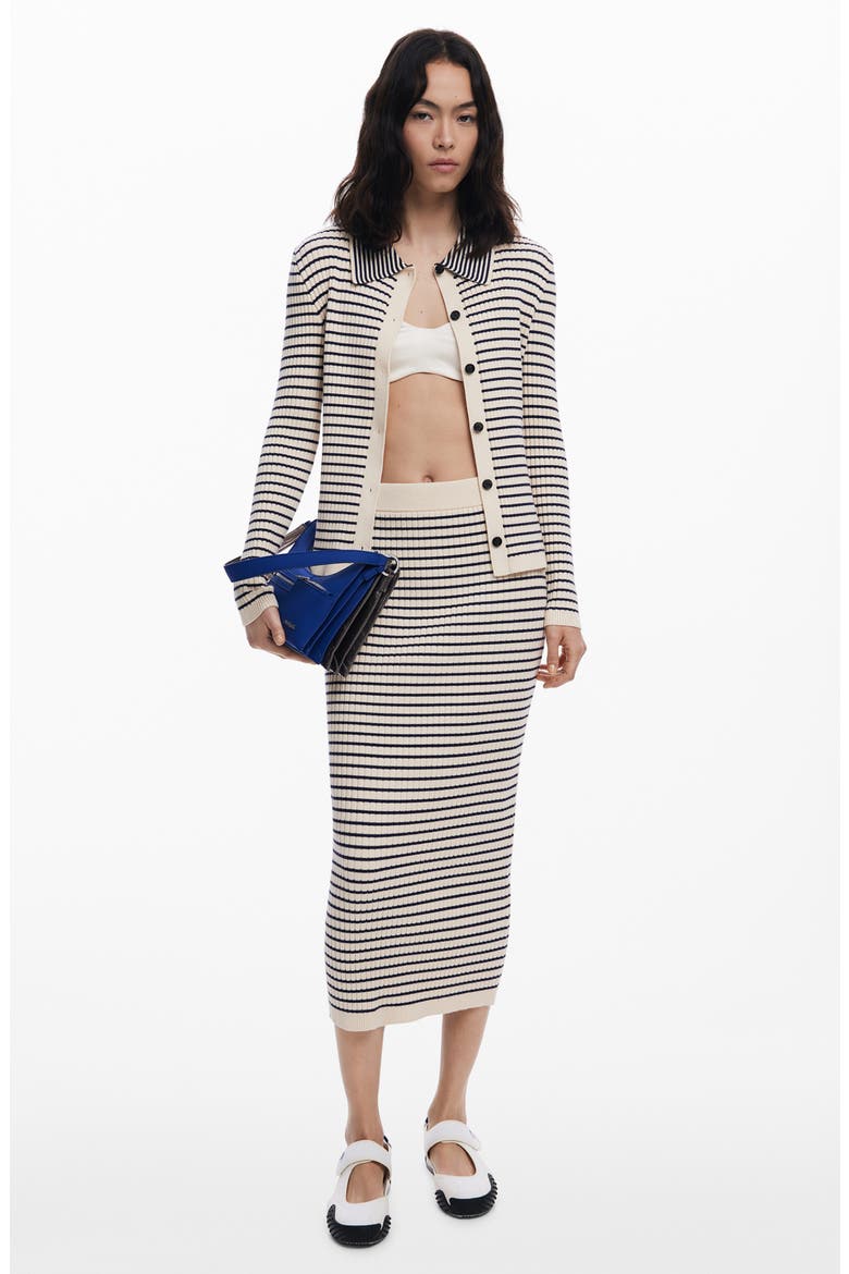 Stripe Rib Midi Sweater Skirt, Alternate, color, LIGHT BEIGE