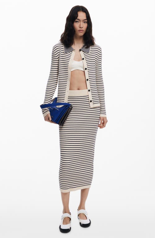 Desigual Stripe Rib Midi Sweater Skirt In Animal Print