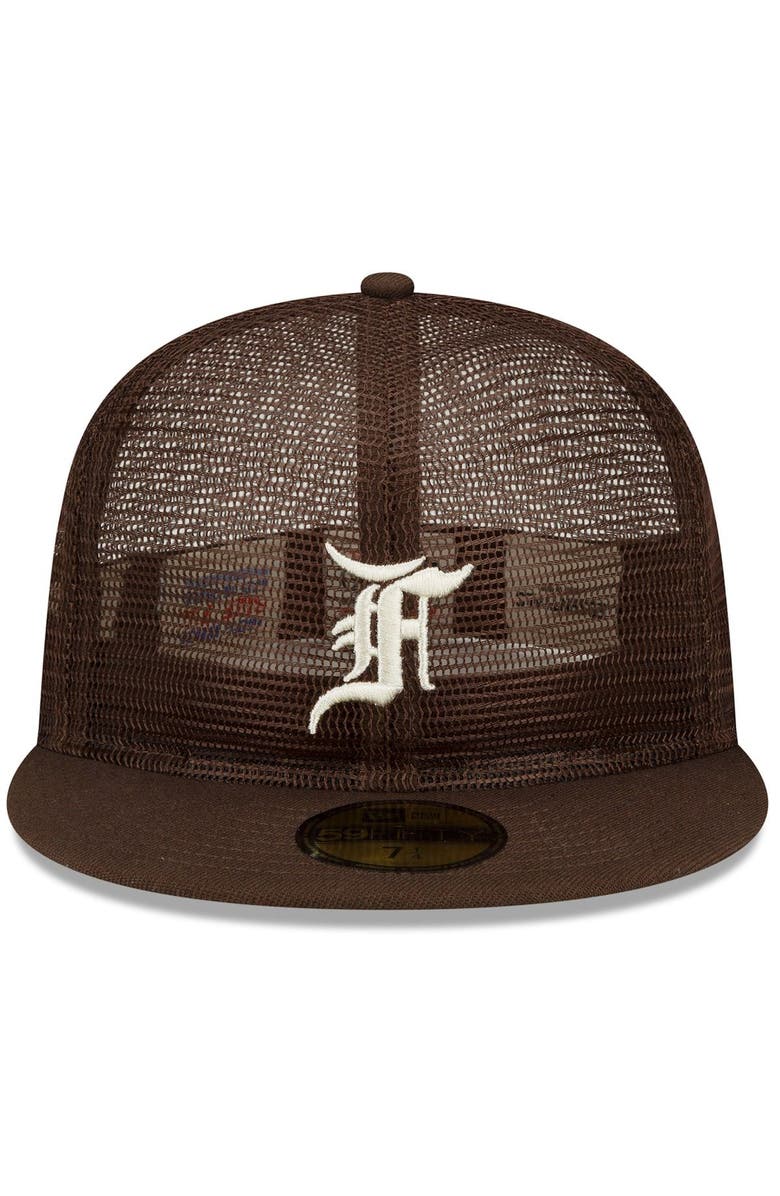 New Era x Fear of God Men's New Era x Fear of God Brown Mesh 59FIFTY Fitted Hat, Alternate, color, Brown