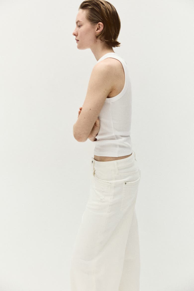 Barrel Leg Low Waist Ankle Jeans, Alternate, color, Cream