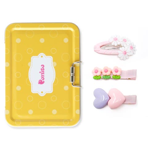 3pc Hair Clip Set - Heart & Daisy Charm