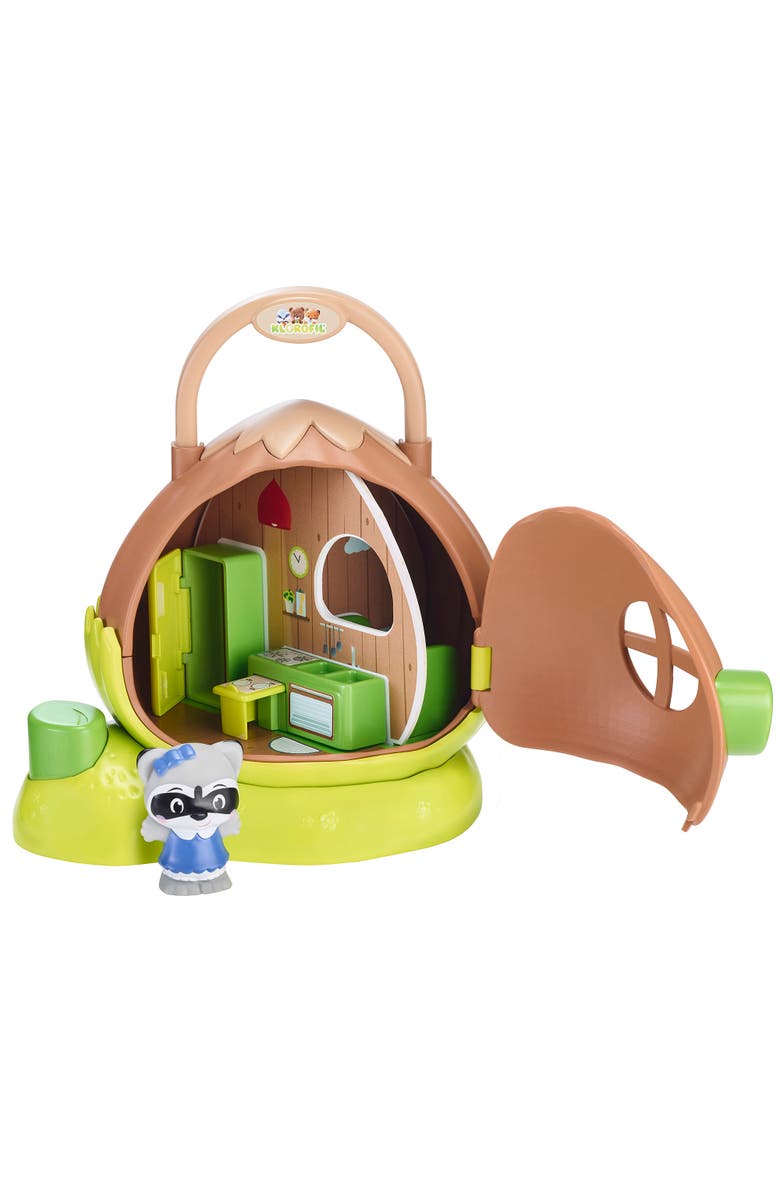 Timber Tots Hazelnut House Mini Home & Raccoon Figurine, Spinning Rooms, Main, color, Multicolored