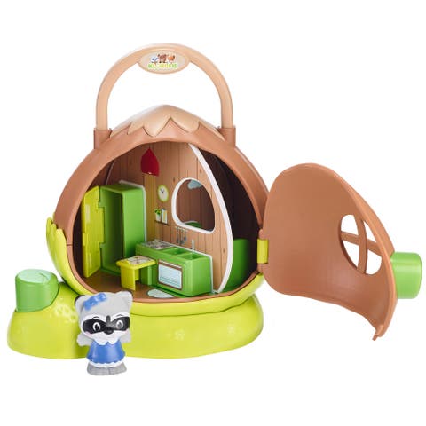 Hazelnut House Mini Home & Raccoon Figurine, Spinning Rooms