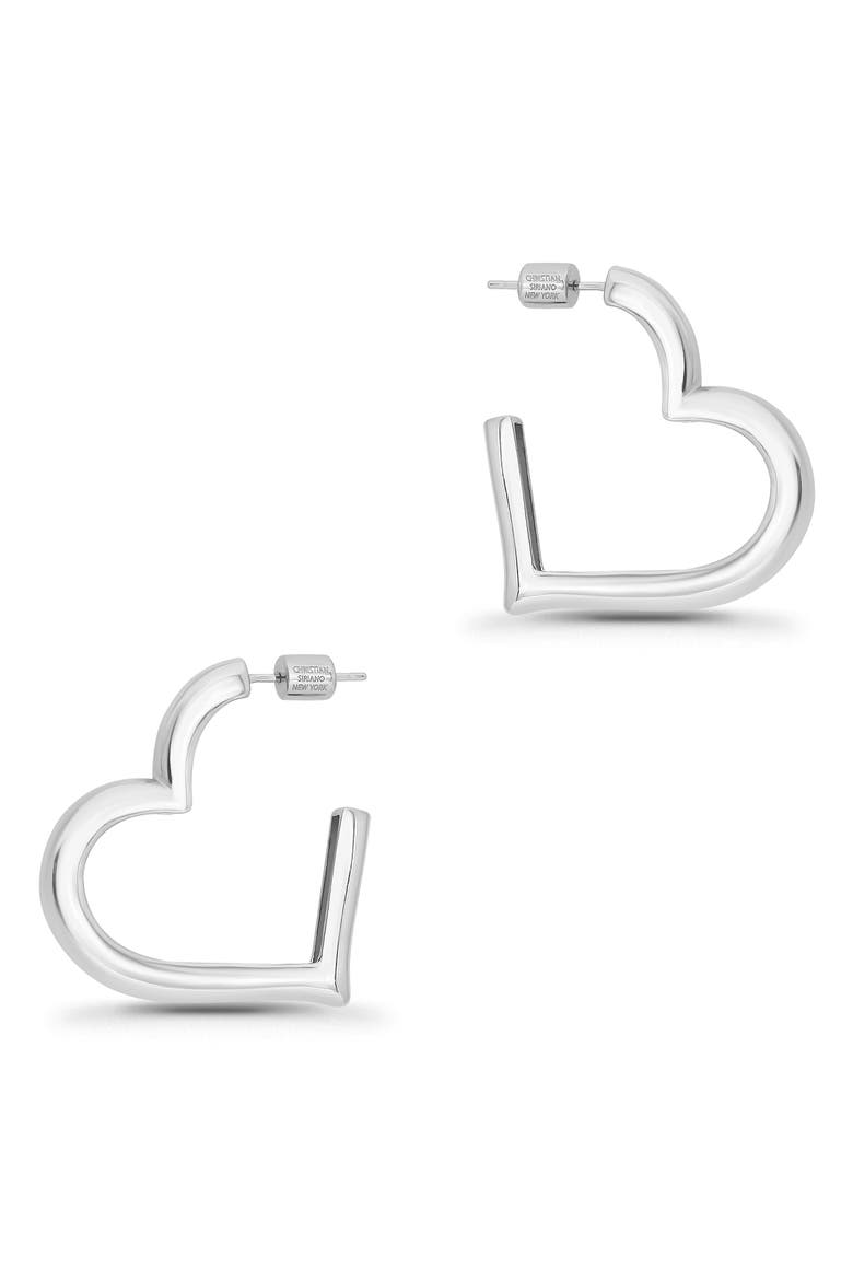 Heart Hoop Earrings, Alternate, color, SILVER