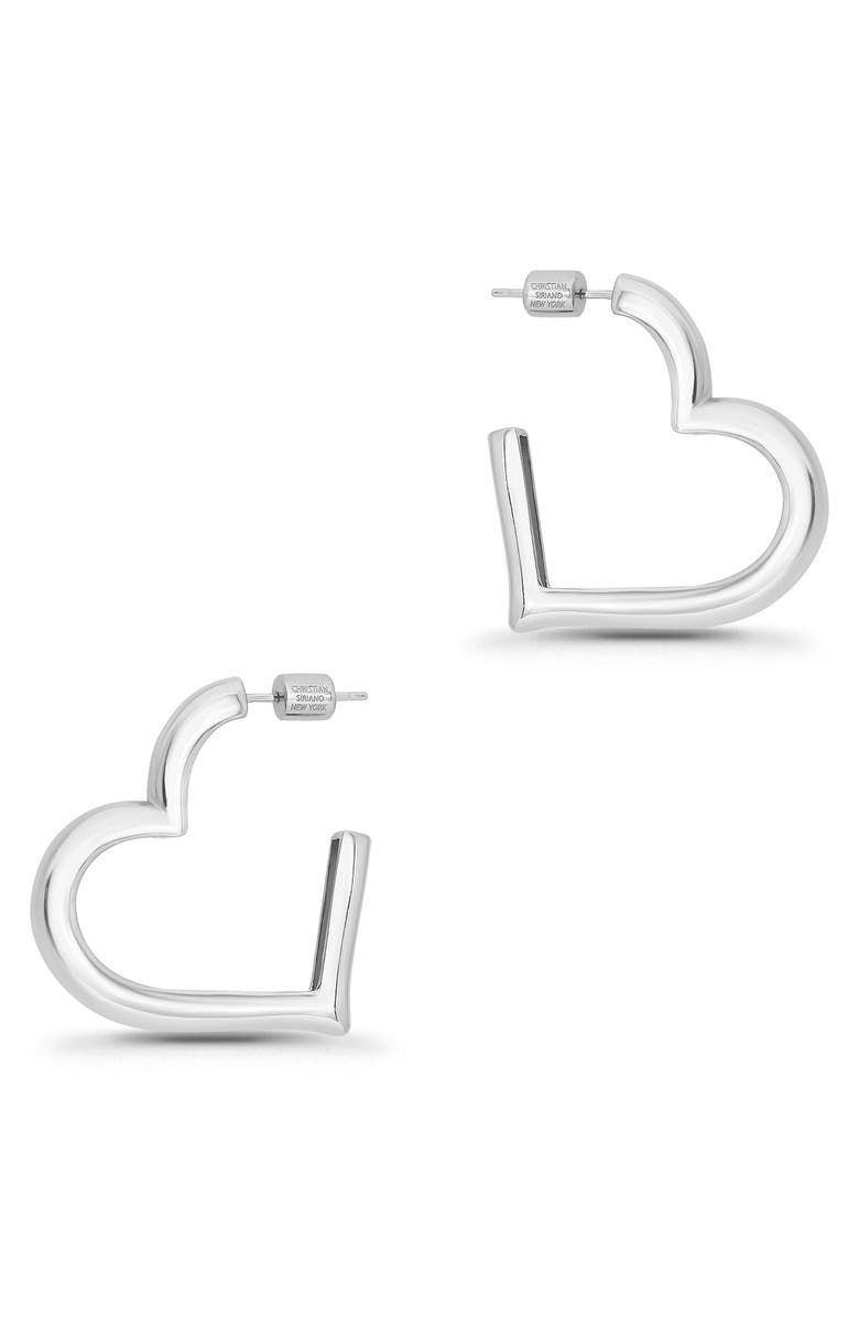 Christian Siriano New York Heart Hoop Earrings, Alternate, color, Silver
