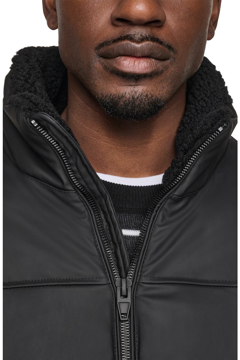 Quilted Faux Leather Bomber Jacket, Alternate, color, BLACK
