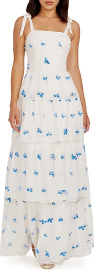 Dress the Population Monica Butterfly Appliqu Tiered Silk Gown | Nordstrom Dress the Population Monica Butterfly Appliqu Tiered Silk Gown | Nordstrom