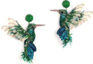 Deepa Gurnani Beaded Hummingbird Drop Earrings