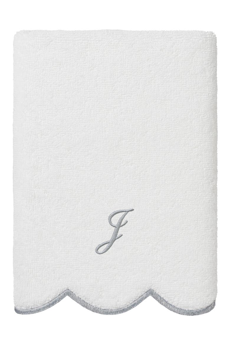 Scallop Personalized Monogram 3-Piece Towel Set, Alternate, color, WHITE/ GRAY J