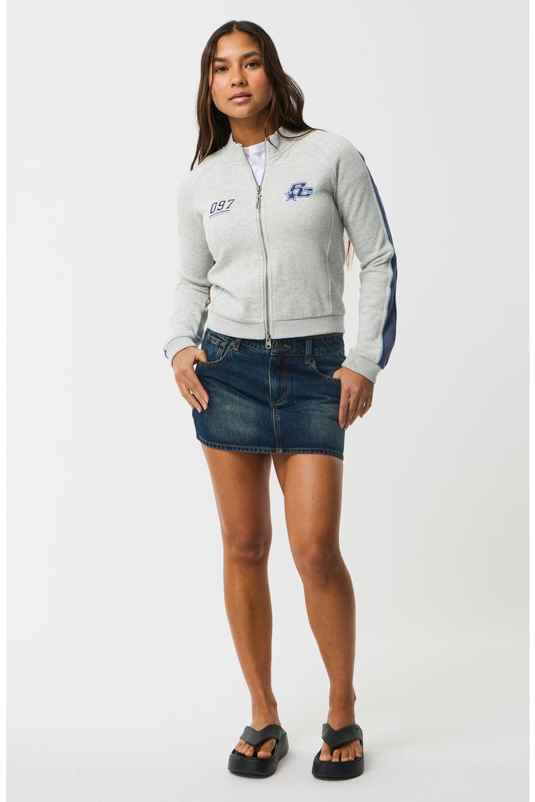 Archive Script Front Zip Sweatshirt, Alternate, color, GREY MARLE/ NAVY