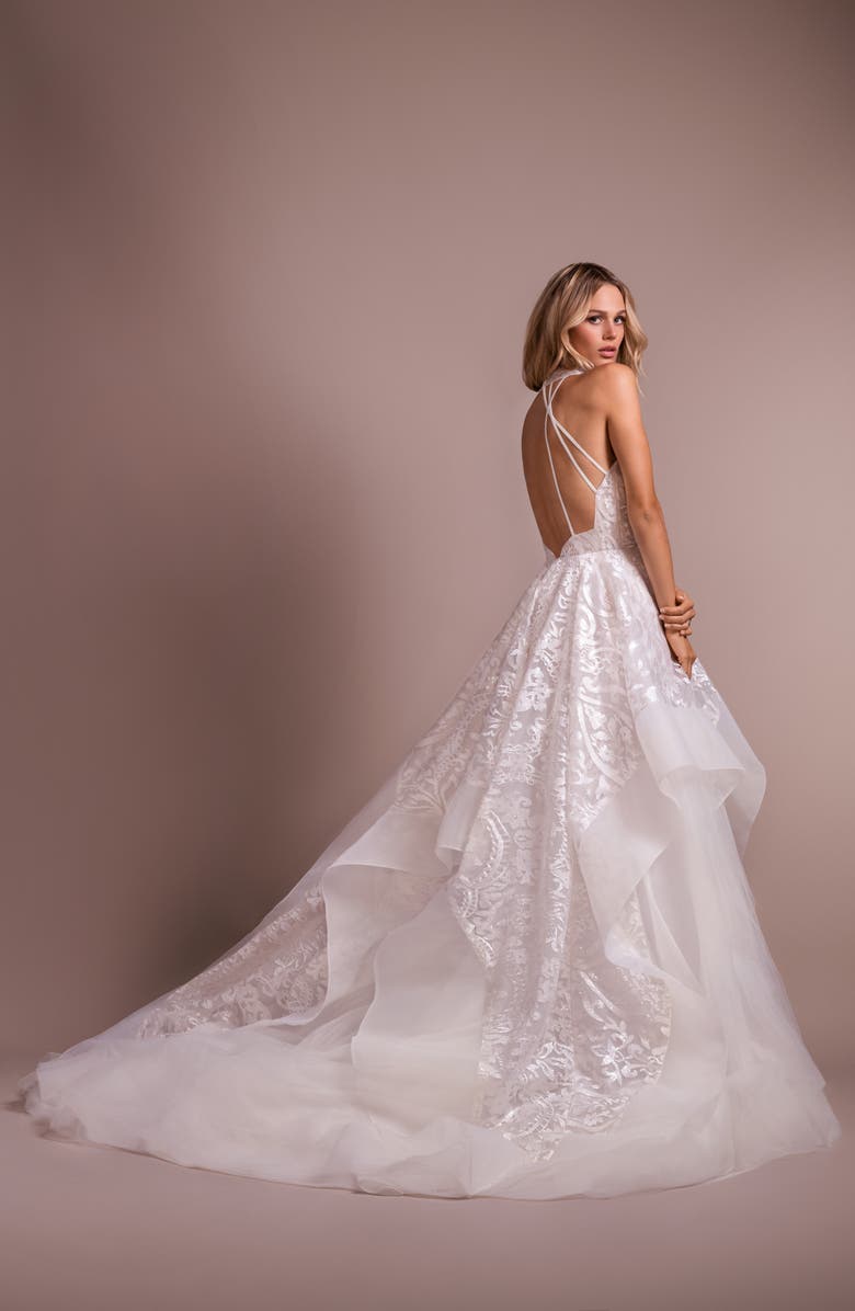 Hayley Paige Kylo Embroidered Halter Wedding Dress, Alternate, color,