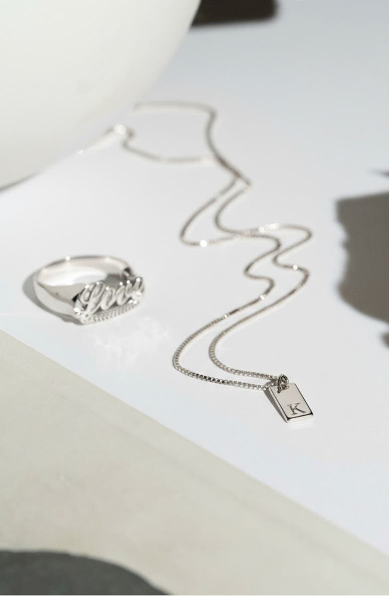 Oak & Luna Willow Initial Tag Necklace - 925 Sterling Silver, Alternate, color, Letter G