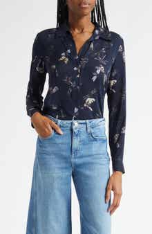 L'AGENCE Holly Butterfly Print Button-Up Shirt