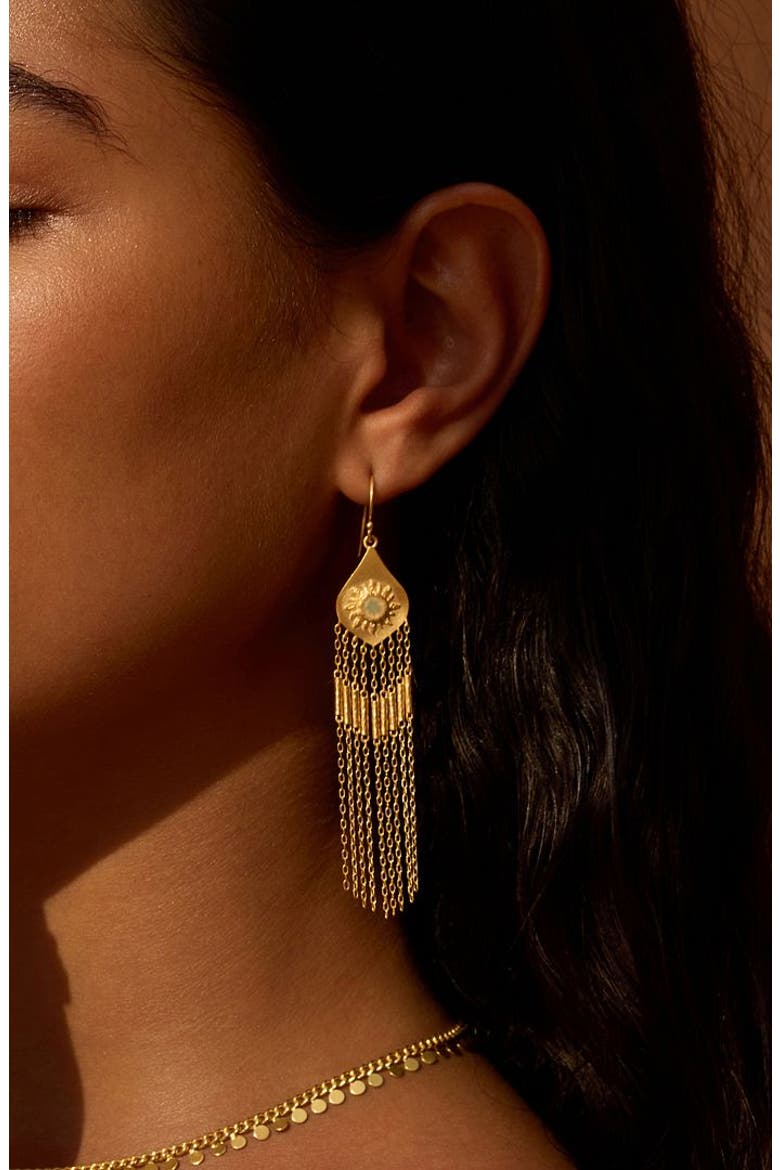 Daybreak Opal Sun Fringe Earrings, Alternate, color, Gold