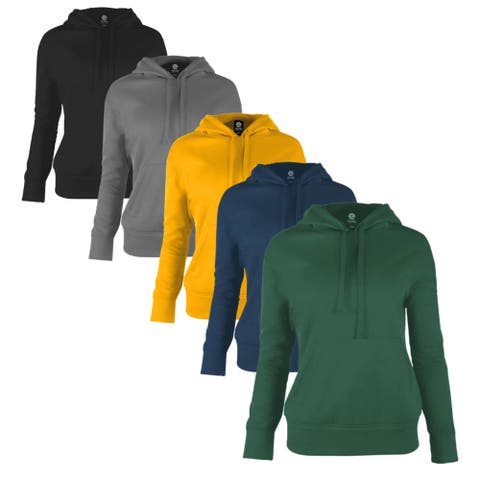 5 Pack Women Slim Cut Pullover Hoodie Tech Fleece Figure-Flattering