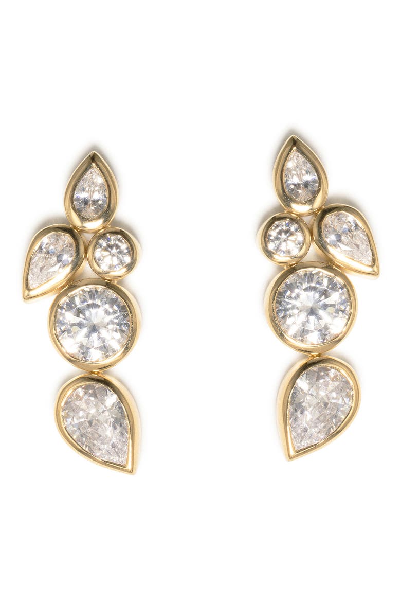 Like Peas in a Pod Cubic Zirconia Stud Earrings, Main, color, 18CT GOLD PLATED