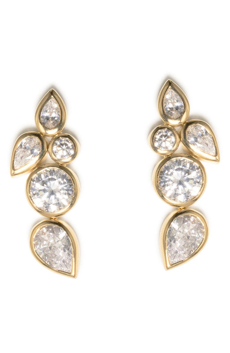 COMPLETEDWORKS Like Peas in a Pod Cubic Zirconia Stud Earrings, Main, color, 18Ct Gold Plated