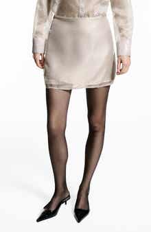 MANGO Sequin Hem Satin Miniskirt