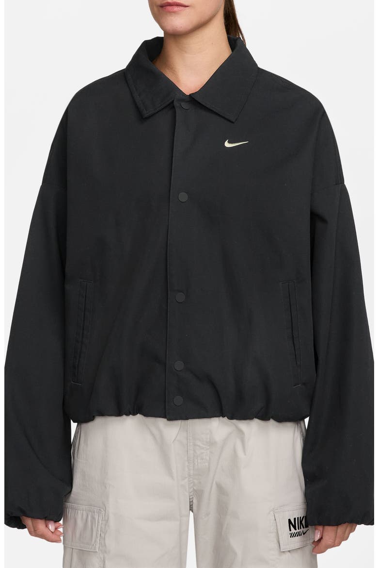 Sportswear Canvas Coach's Jacket, Main, color, BLACK/ SAIL