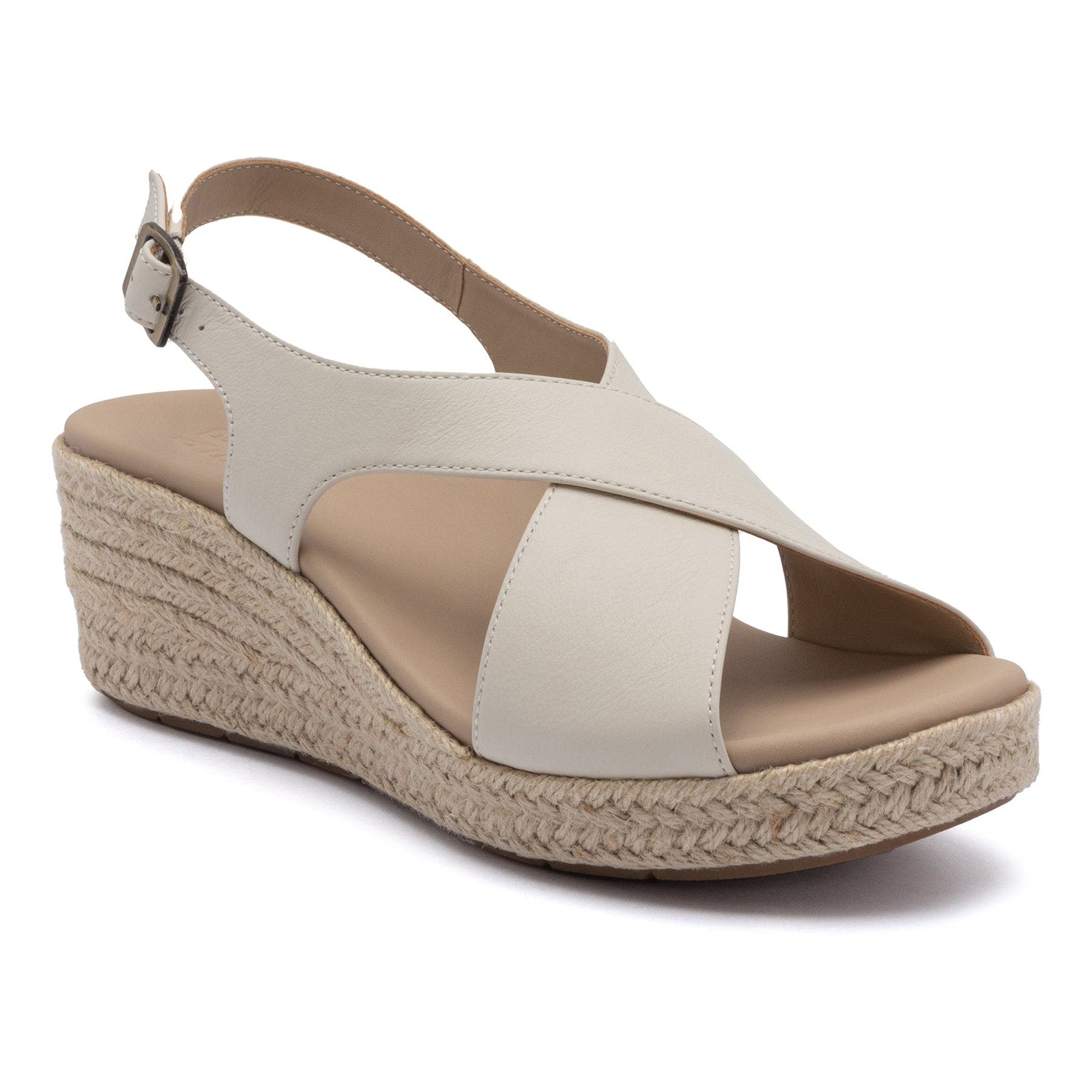 ABEO Riviera Cross Sandal, Main, color, Off White Leather - Regular