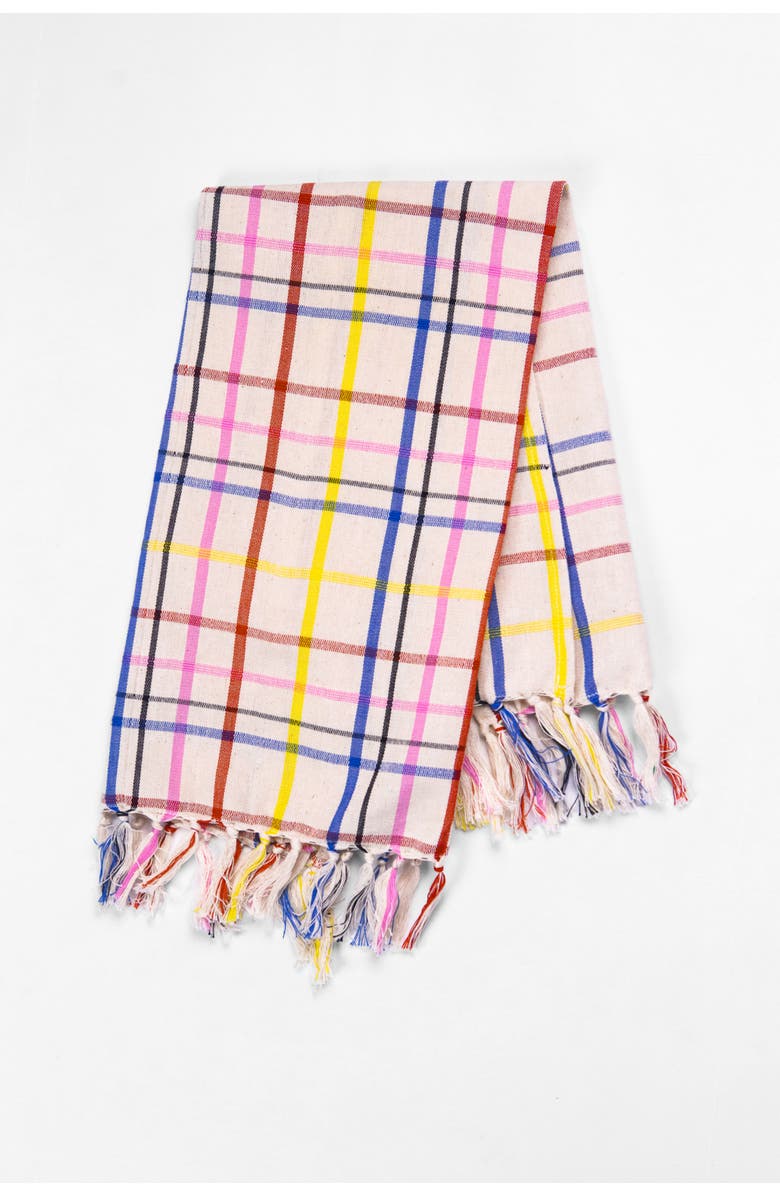 Archive New York Vera Plaid Handwoven Cotton Kitchen Towel, Main, color, White