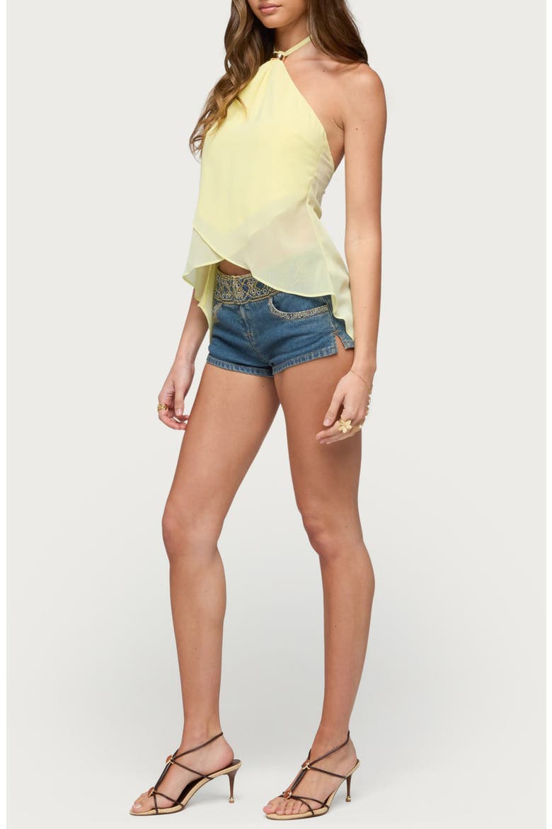 Split Open Back Chiffon Halter Top, Alternate, color, LIGHT-YELLOW