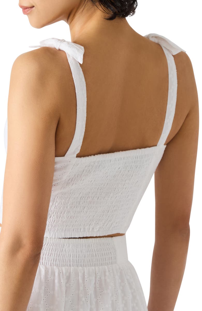 Steve Madden Carlyn Eyelet Bow Shoulder Tank, Alternate, color, White