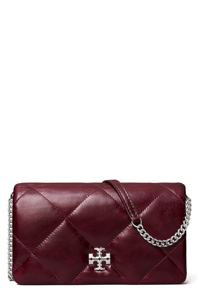 Kira Quilted Leather Wallet on a Chain, Main, color, DARK CARMINE