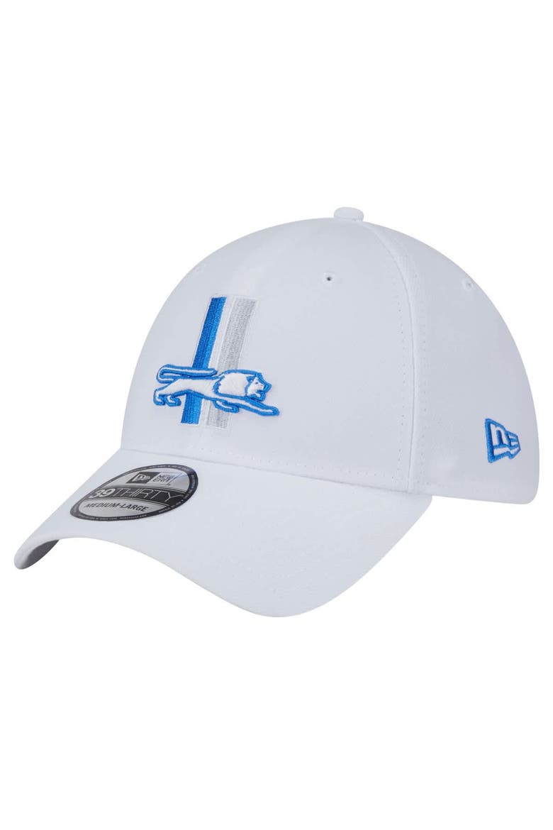 Men's New Era White Detroit Lions Throwback 39THIRTY Flex Hat, Alternate, color, White