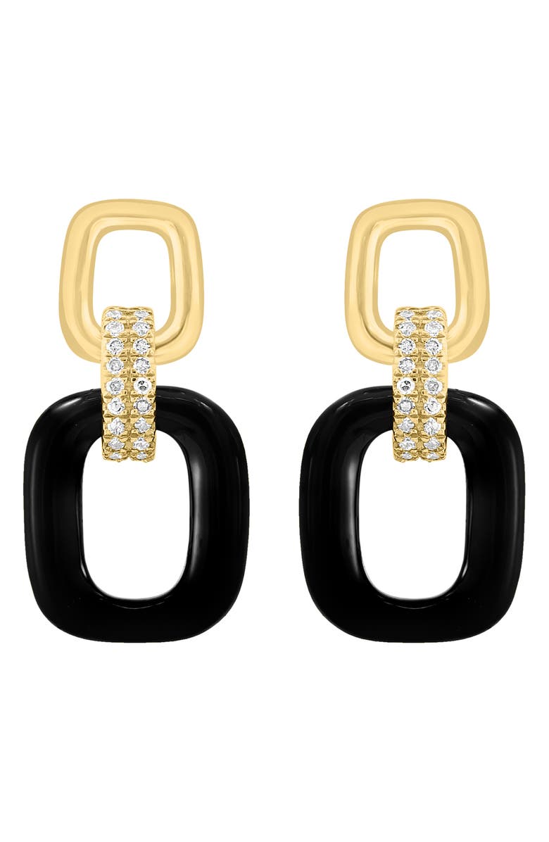 EFFY Onyx & Diamond Link Drop Earrings - 0.14ct., Main, color,