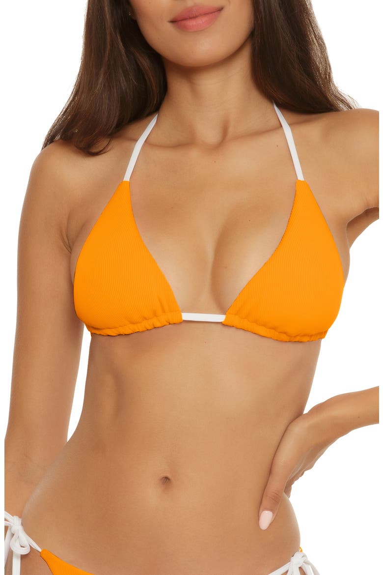 Modern Reversible Rib Triangle Bikini Top, Main, color, ORANGE BURST