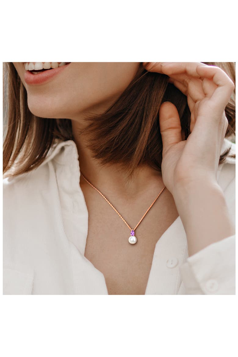 Amethyst & Freshwater Pearl Pendant Necklace, Alternate, color, PURPLE