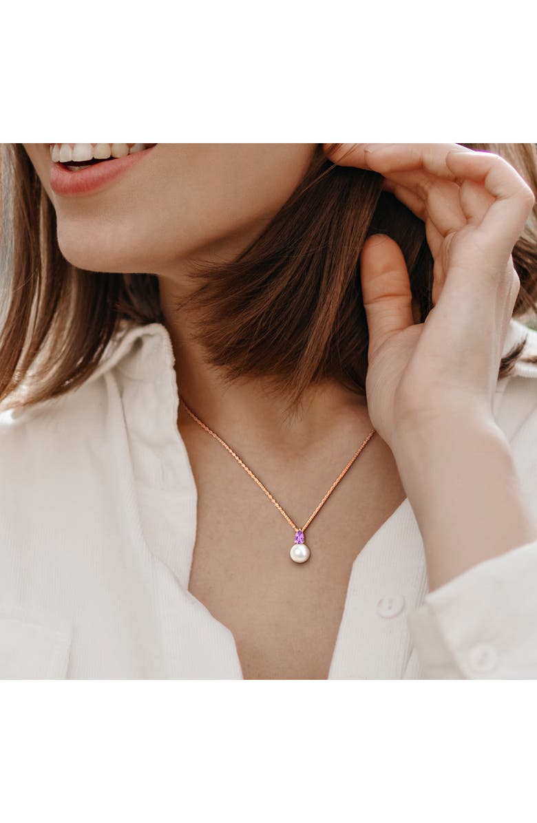 DELMAR Amethyst & Freshwater Pearl Pendant Necklace, Alternate, color, Purple