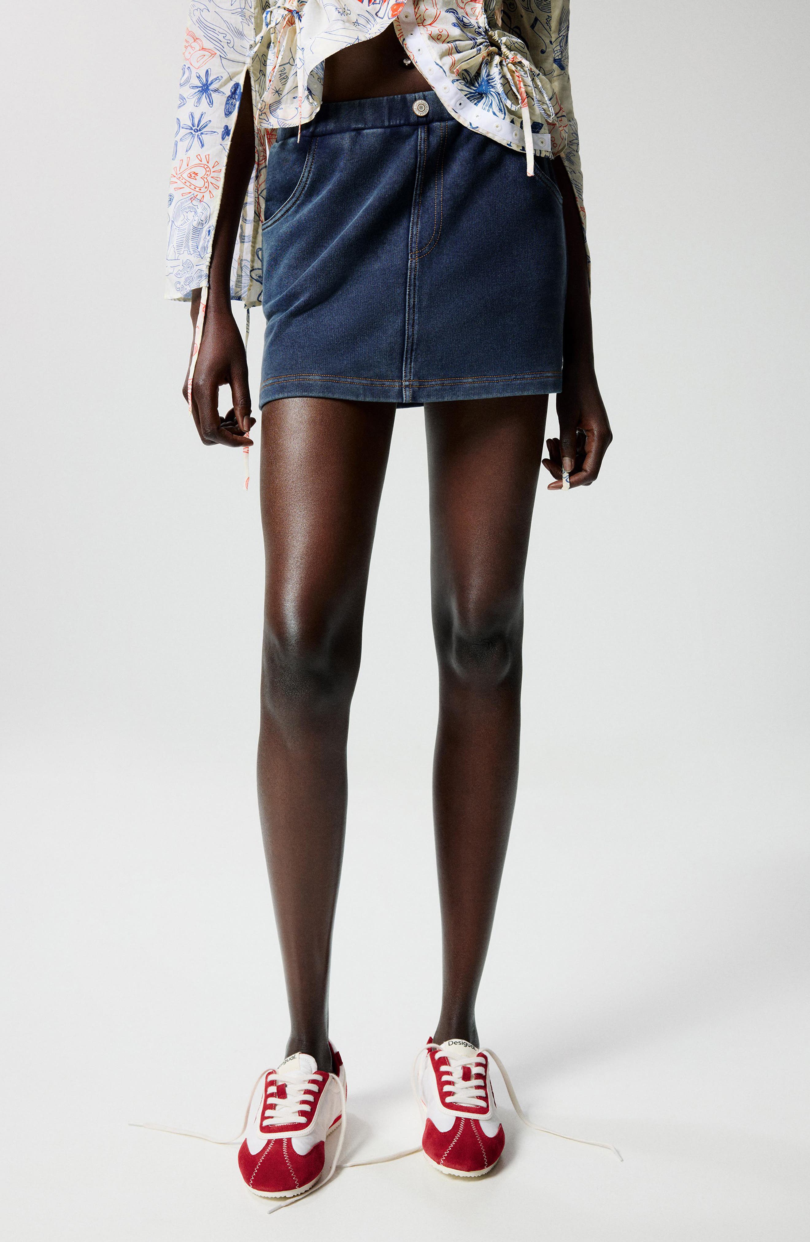 Nonstretch Denim Miniskirt