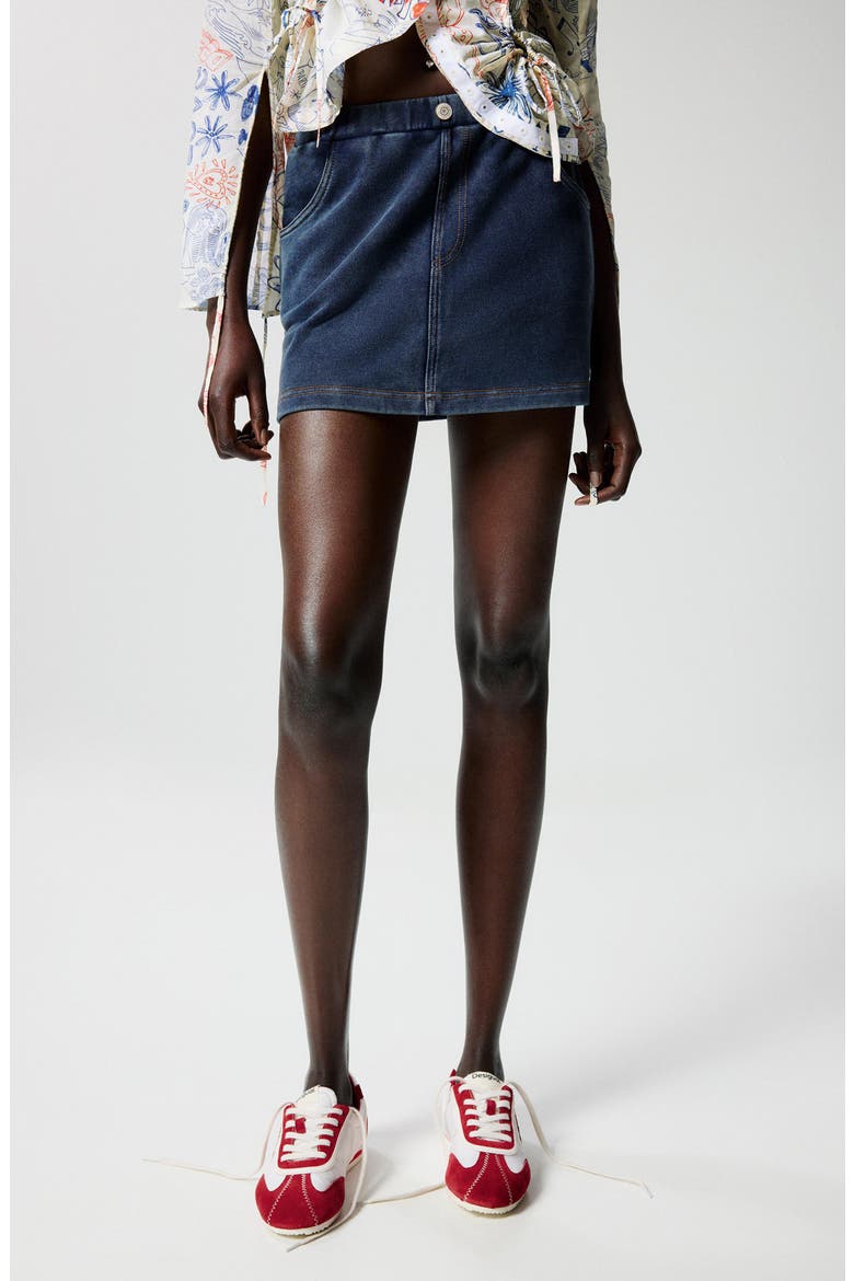 Nonstretch Denim Miniskirt, Main, color, BLUE