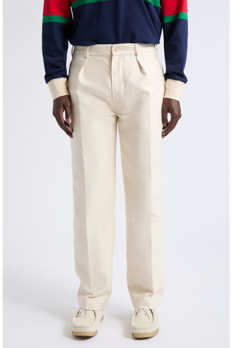 Games Pleated Cotton Moleskin Trousers, Main, color, ECRU 050