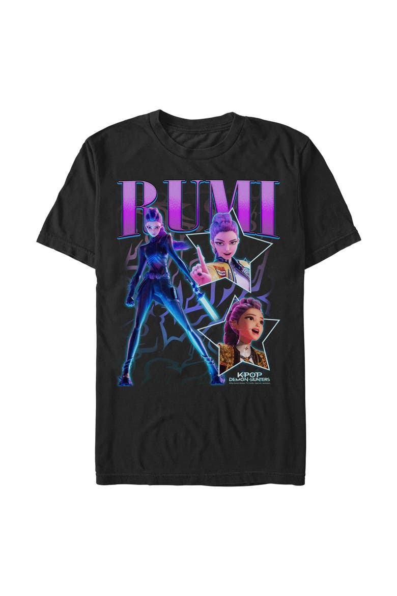 Men's KPop Demon Hunters Rumi Super Star Logo  Graphic T-Shirt, Main, color, Black