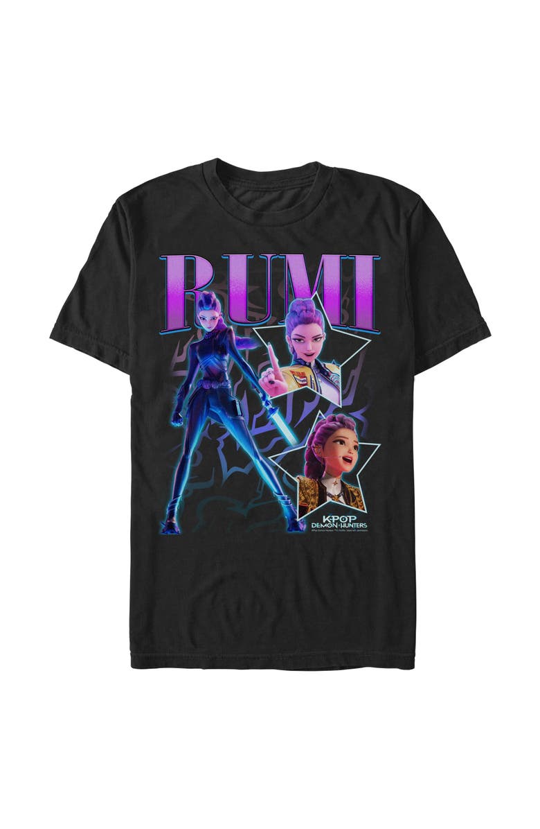 KPop Demon Hunters Men's KPop Demon Hunters Rumi Super Star Logo  Graphic T-Shirt, Main, color, Black