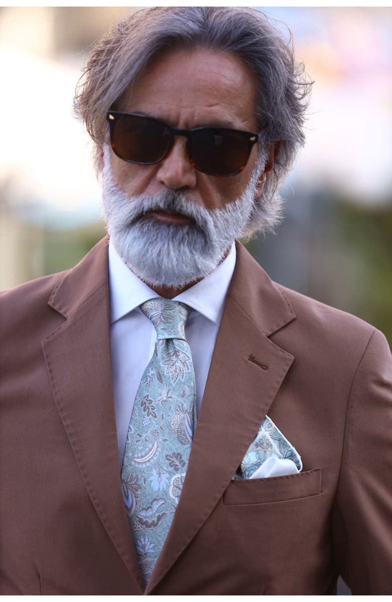 Elizabetta Medici - Extra Long Printed Silk Tie for Men, Alternate, color, Soft Jade