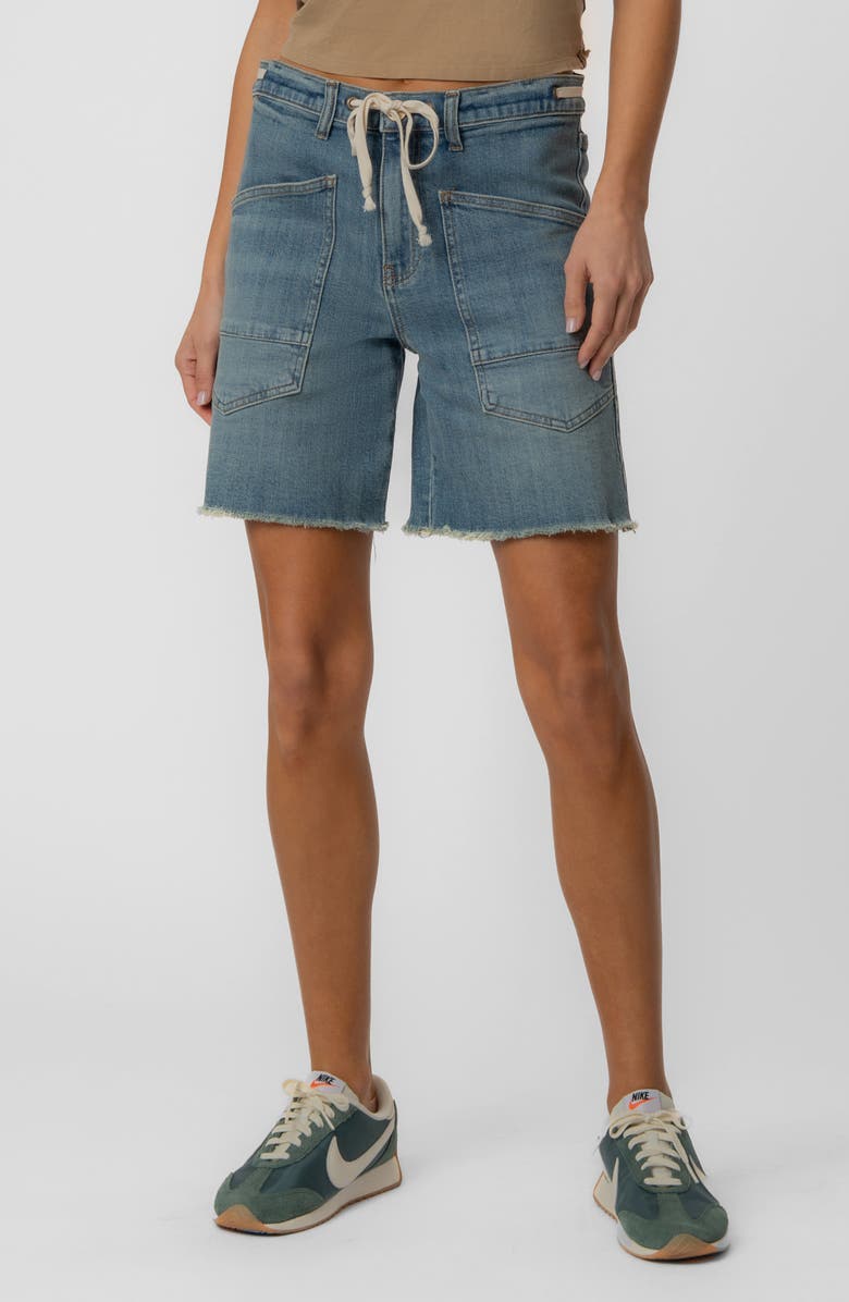 KUT from the Kloth Holly Drawstring High Waist Mid Thigh Denim Shorts, Main, color,