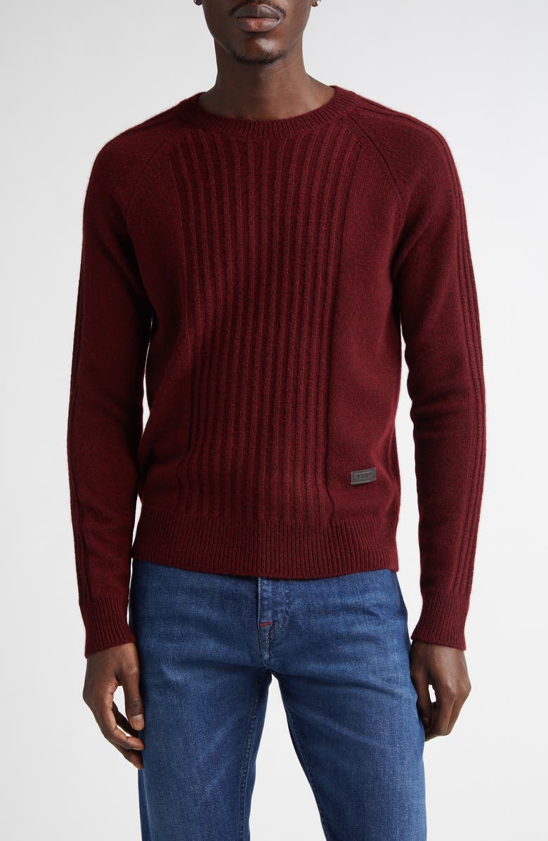 ISAIA Rib Crewneck Cashmere Sweater, Main, color, Purple