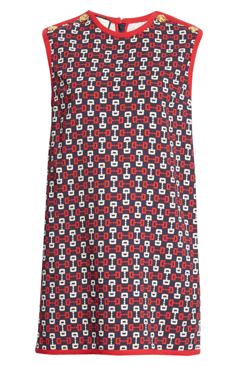 Gucci Horsebit Print Stretch Cady Shift Tunic Dress, Alternate, color,